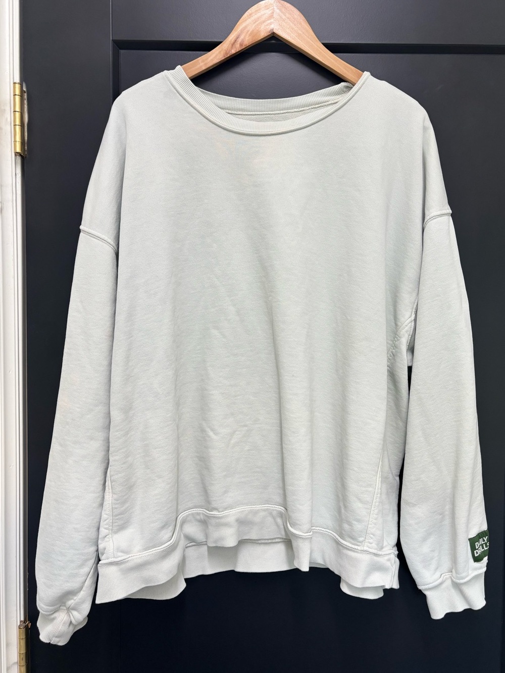 Daily Drills Oversized Crewneck Sweatshirt Surf XS S Sea Salt Green FLAWED - Picture 2 of 7